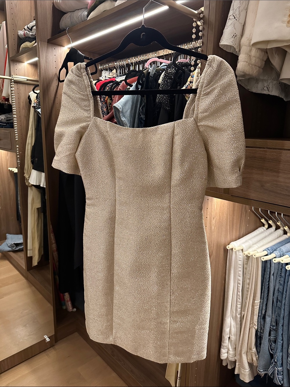 BB Dakota Cream Puff Sleeve Square Neck Mini Dress